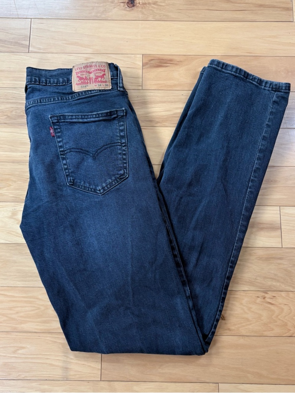 Levis 514 Straight Fit Jeans Mens Sz 34x36 Dark Wash Classic Denim